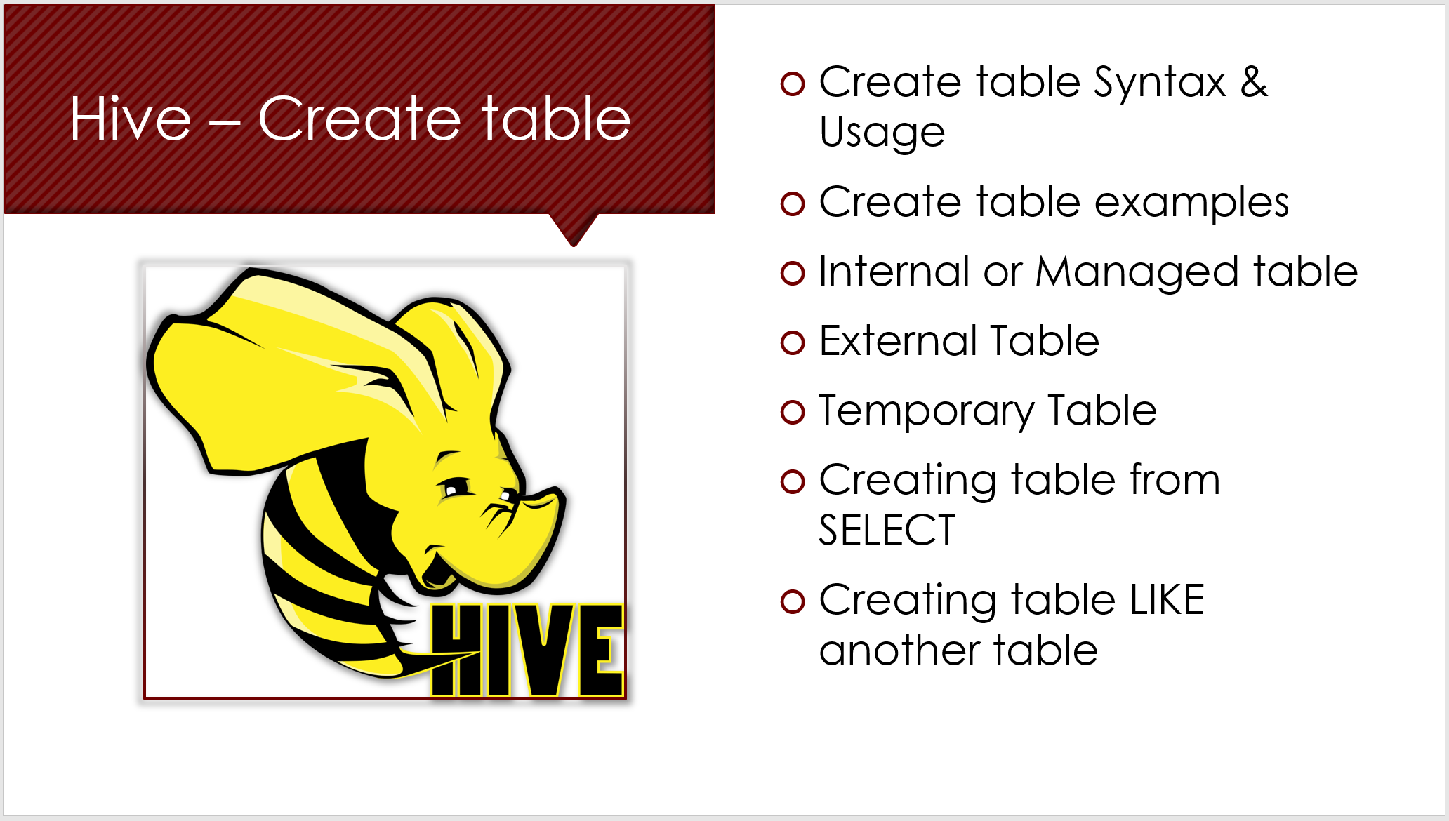 You are currently viewing Hive Create Table Syntax & Usage with Examples