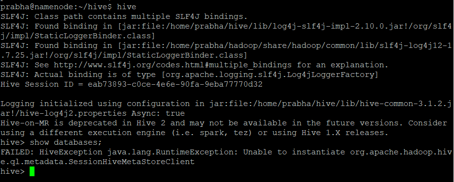 Hive - Hiveexception Java.Lang.Runtimeexception: Unable To Instantiate Org.Apache.Hadoop.Hive.Ql.Metadata.Sessionhivemetastoreclient  - Spark By {Examples}