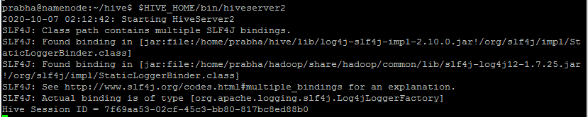hive start hiveserver2