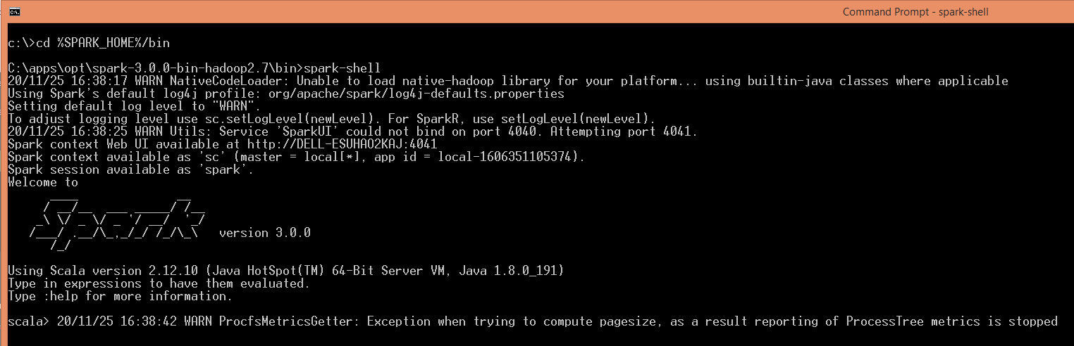 Apache Spark Install Windows