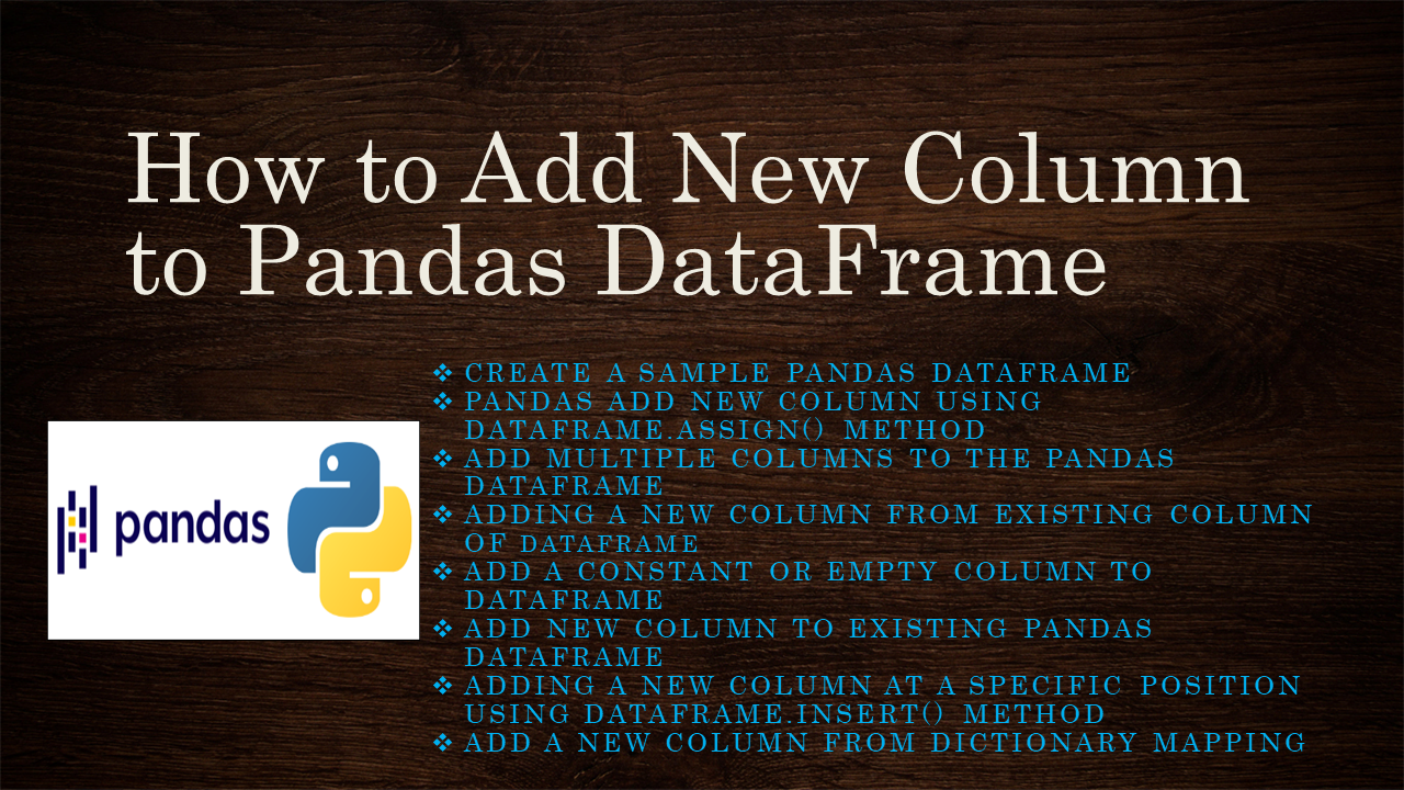 Pandas Add New Column DataFrame