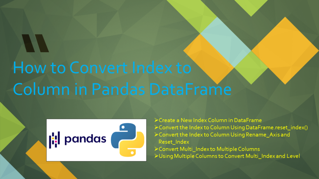 Pandas Convert Index Column