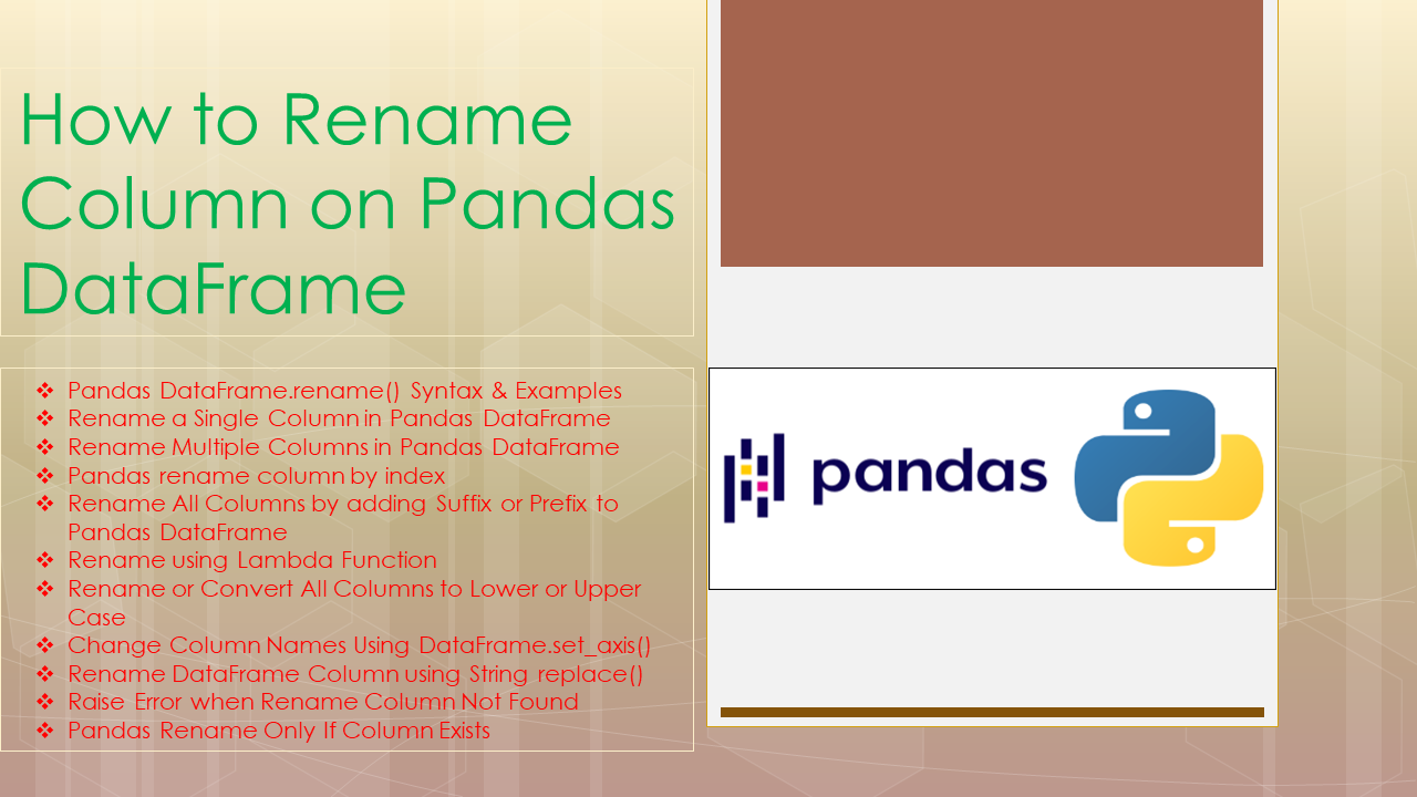 You are currently viewing Pandas Rename Column with Examples
