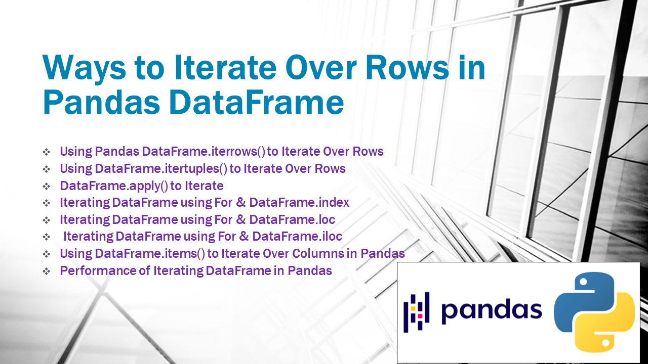 Read more about the article Pandas Iterate Over Rows with Examples