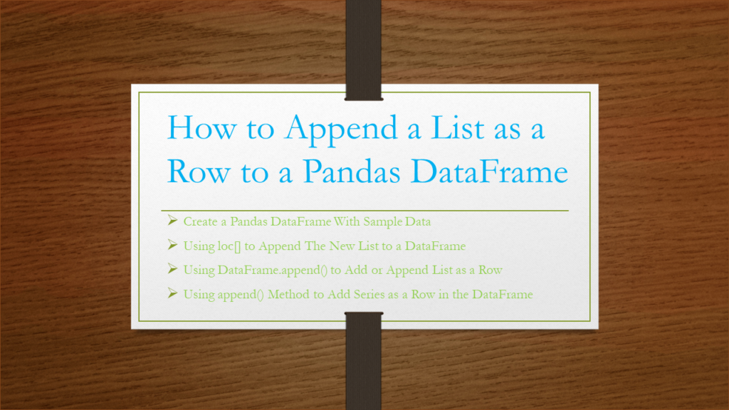 Pandas Append List Row