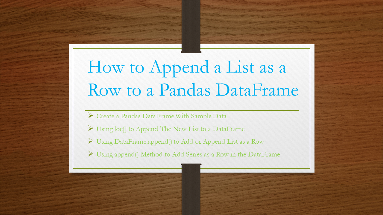 Pandas Use List As Row