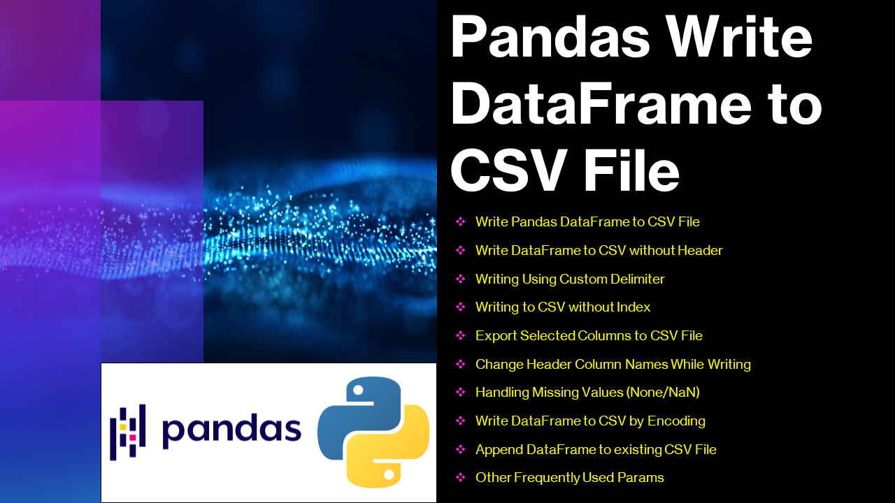 Pandas Write Dataframe To Csv Spark By Examples 