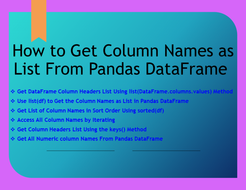 pandas get column names