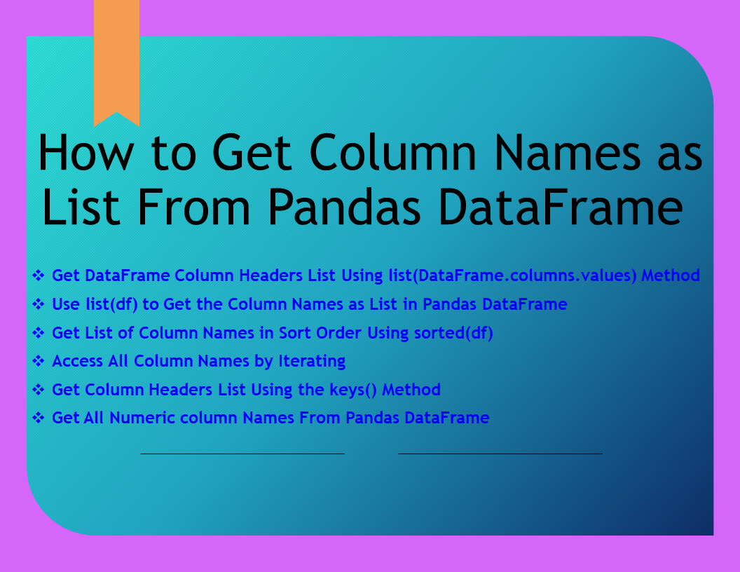 Read more about the article Pandas Get Column Names from DataFrame