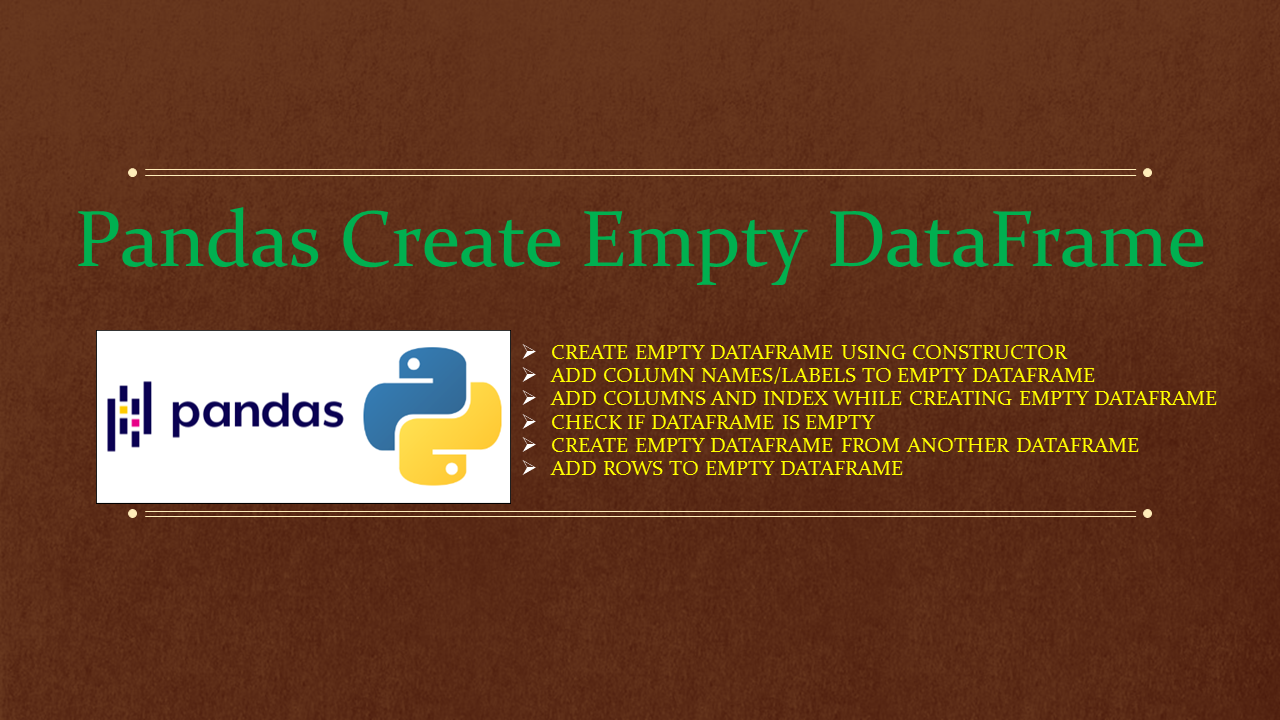 Pandas Create Empty Dataframe Spark