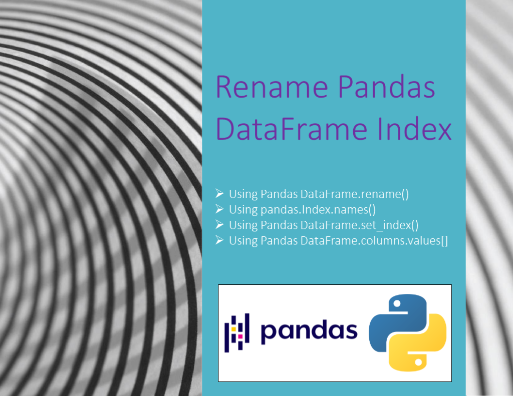 Pandas Rename Index DataFrame