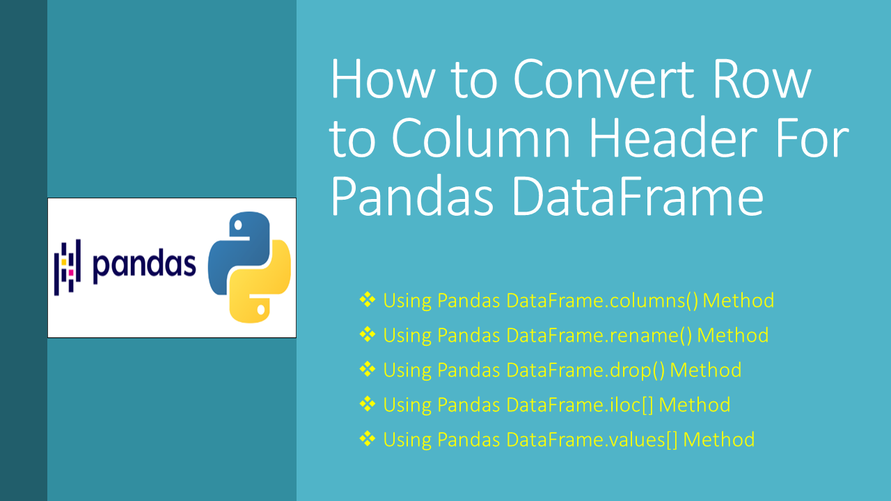 Read more about the article Pandas Convert Row to Column Header in DataFrame
