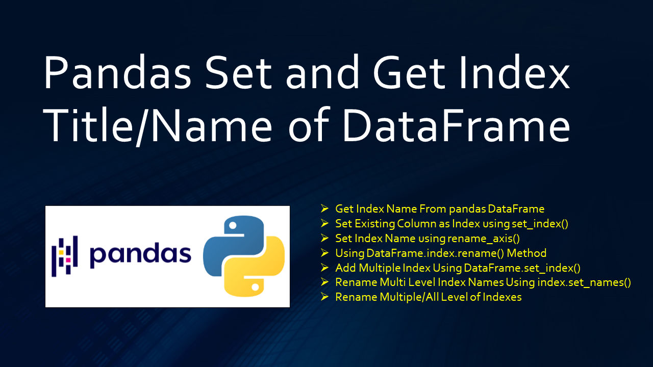 Read more about the article Pandas Set Index Name to DataFrame
