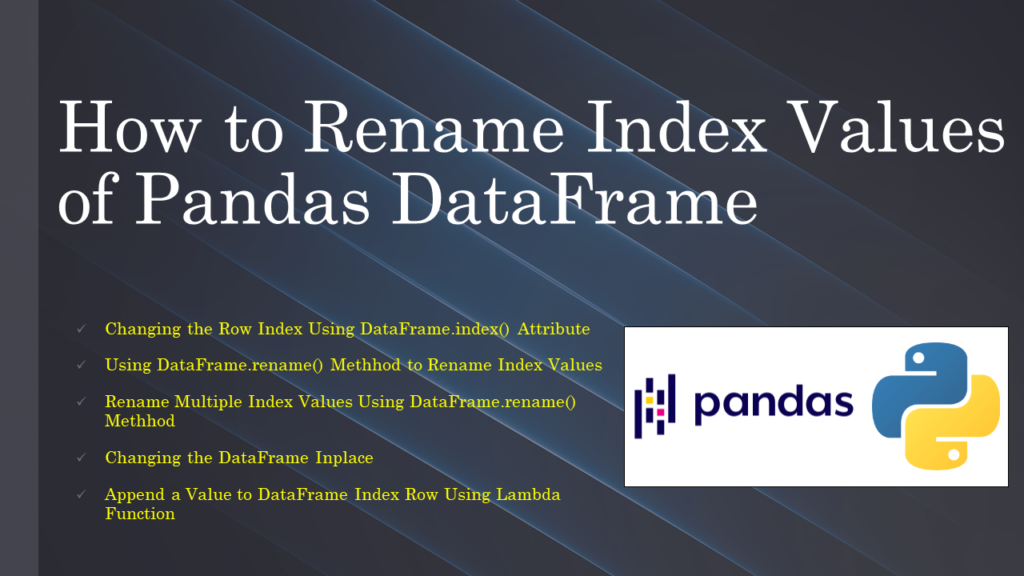 pandas rename index values