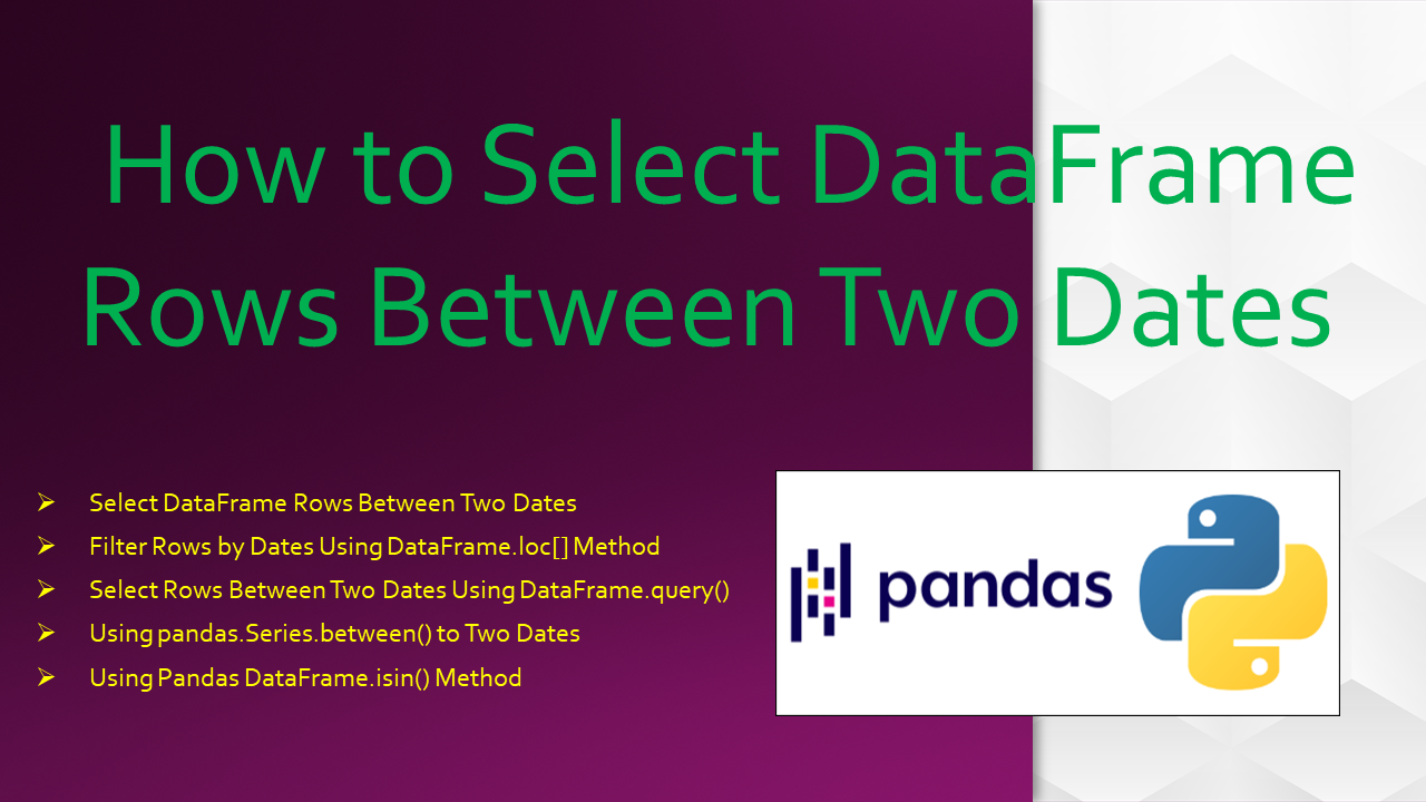 Read more about the article Pandas Select DataFrame Rows Between Two Dates