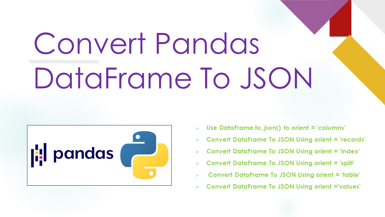pandas DataFrame convert JSON