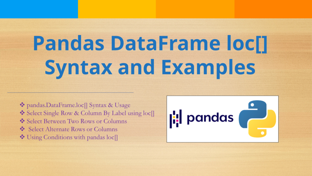 Pandas DataFrame loc