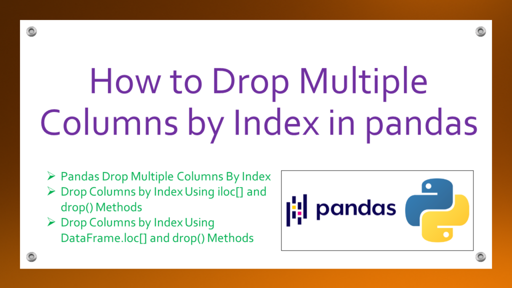 pandas drop multiple index