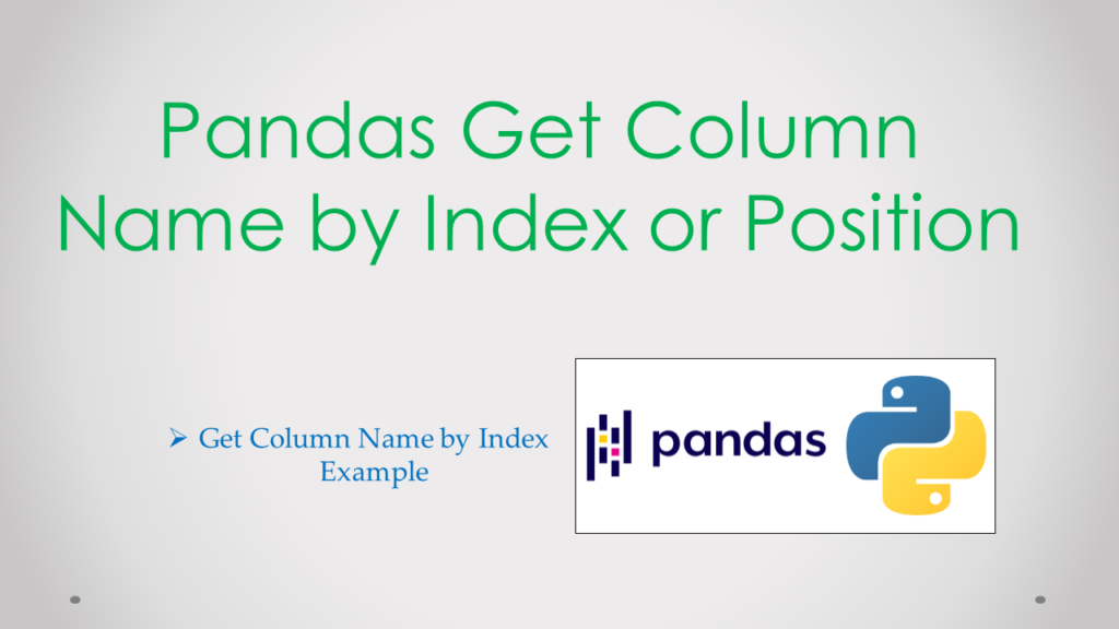 pandas column by index