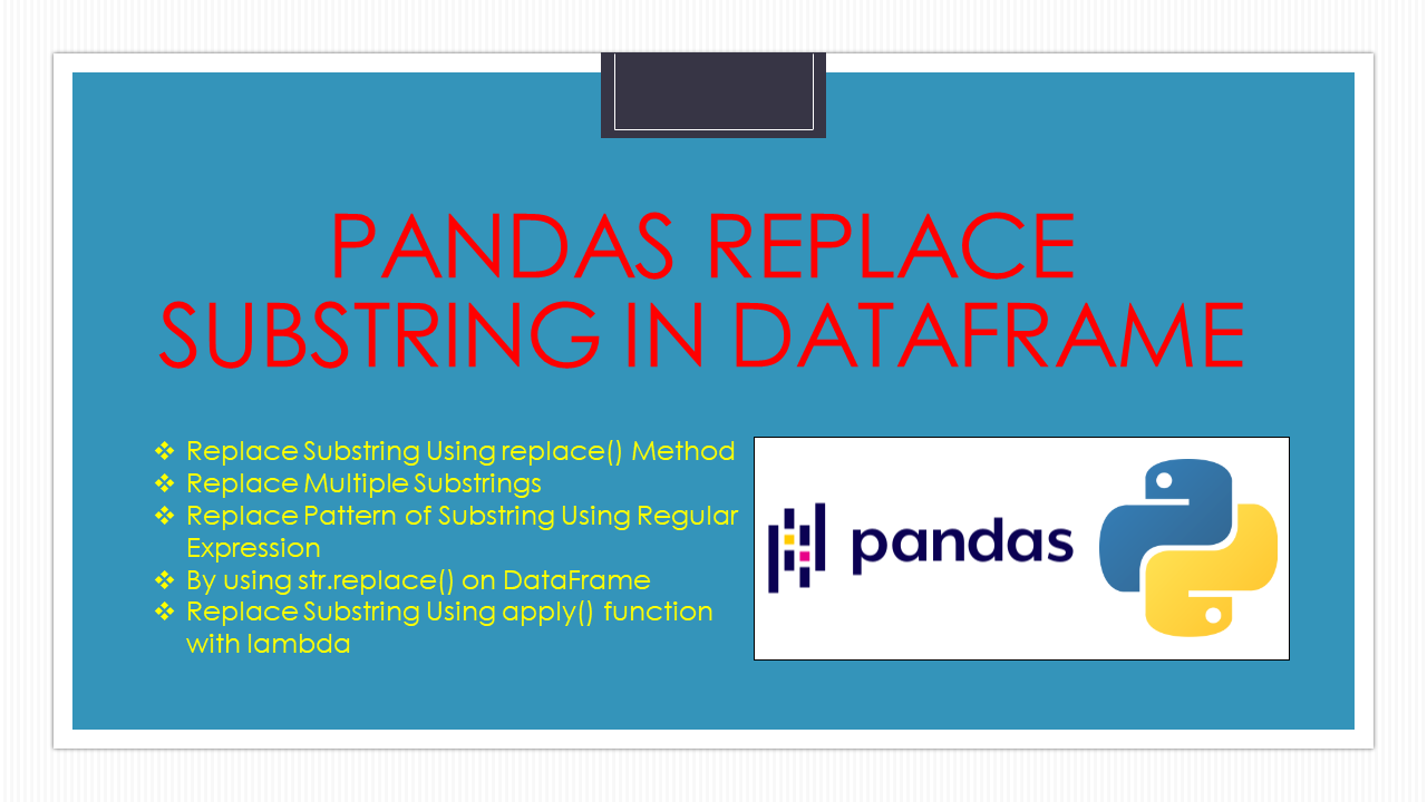 Read more about the article Pandas Replace substring in DataFrame