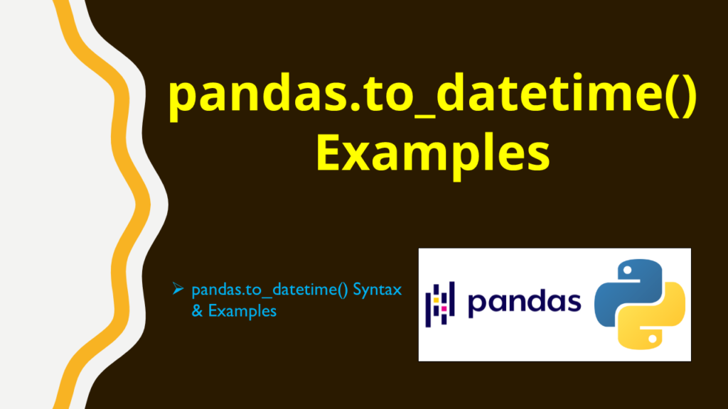 pandas to_datetime