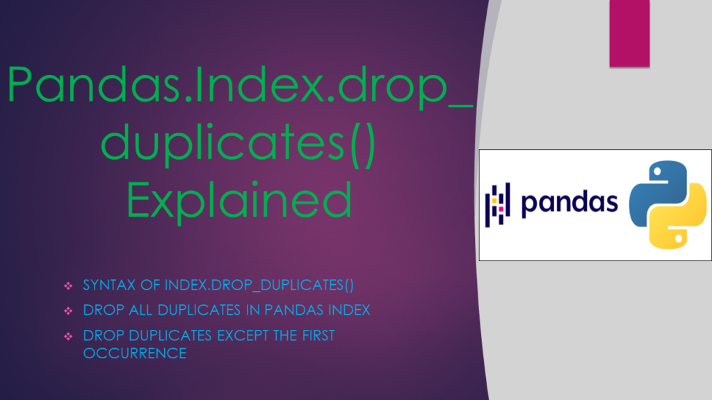 pandas dropduplicates index