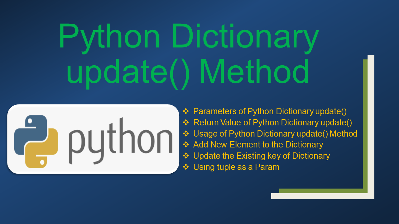 Read more about the article Python Dictionary update() Method