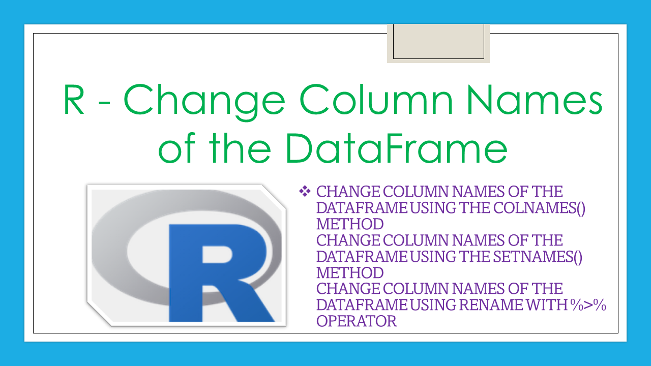 R Change Column Names To Numbers