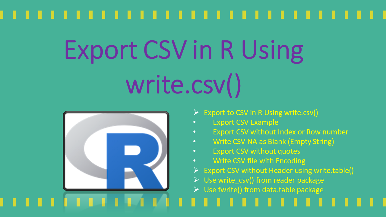 Export To Excel In R Studio