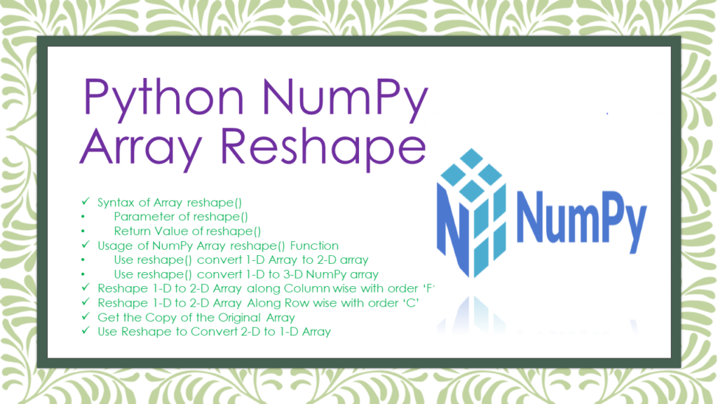 NumPy array reshape