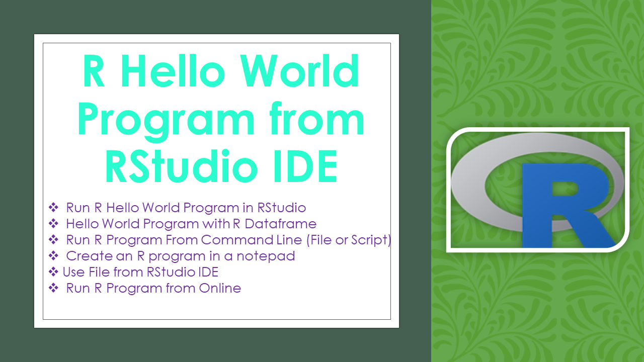 Read more about the article R Hello World Program from RStudio IDE