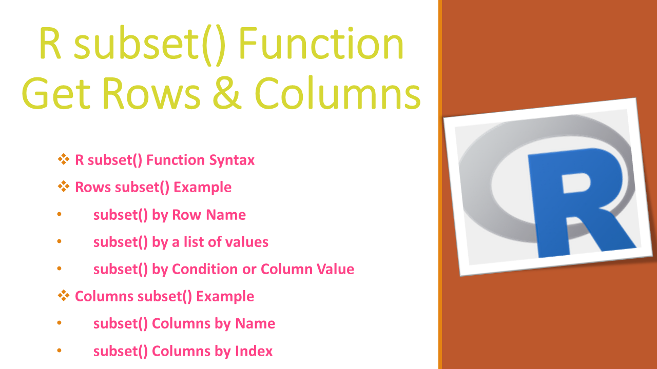 You are currently viewing R subset() Function – Get Rows & Columns