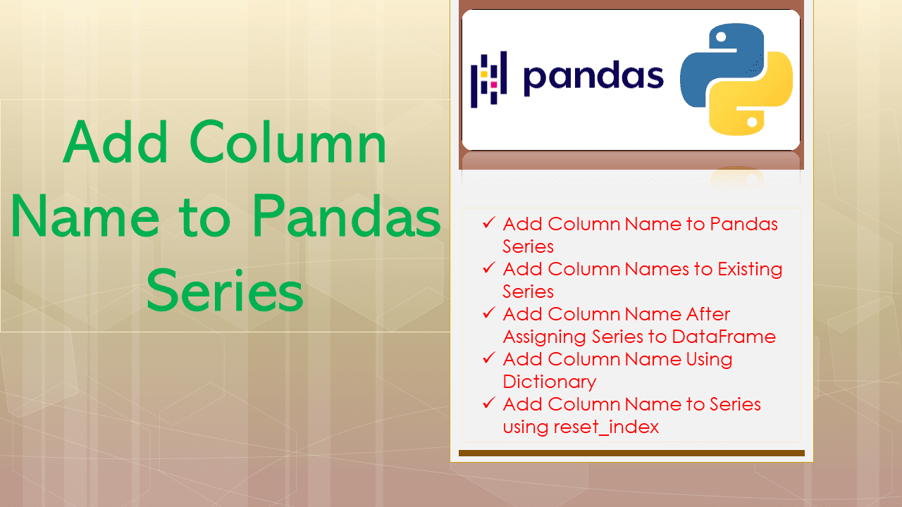 assign name to column pandas