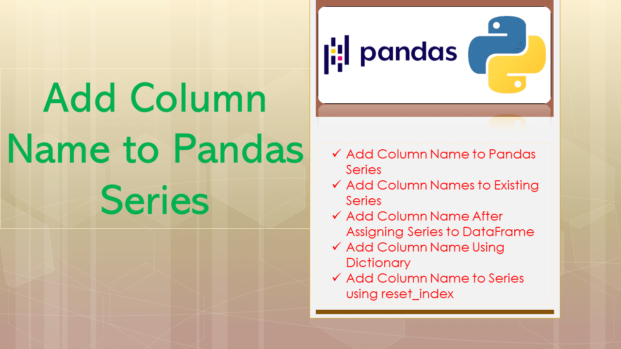 Pandas Series Get Column Names