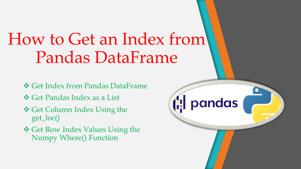 Pandas get index