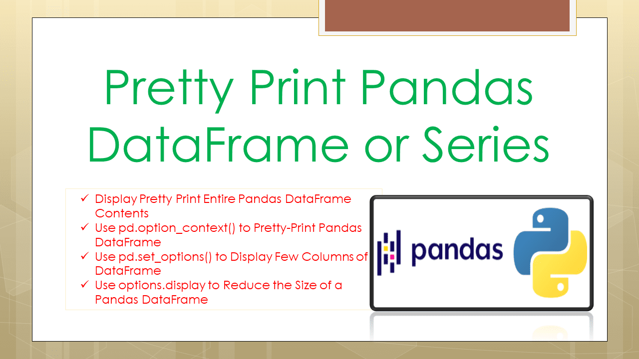 Pretty Pandas DataFrame or Series? - Spark By