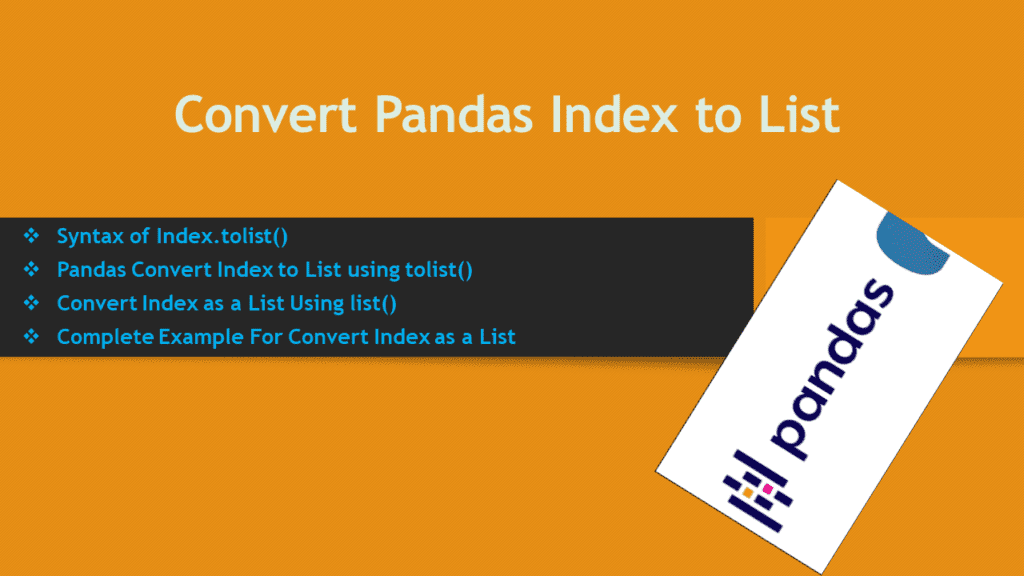 pandas index to list