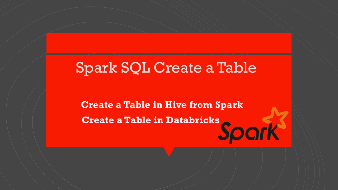 Read more about the article Spark SQL Create a Table