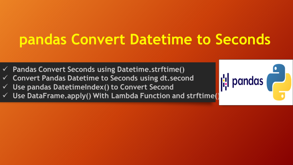 pandas convert datetime seconds