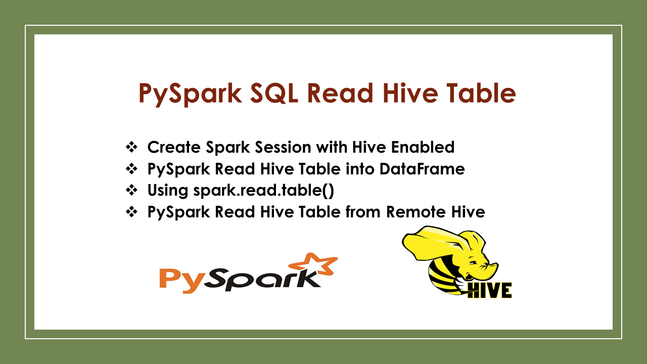 Read more about the article PySpark SQL Read Hive Table