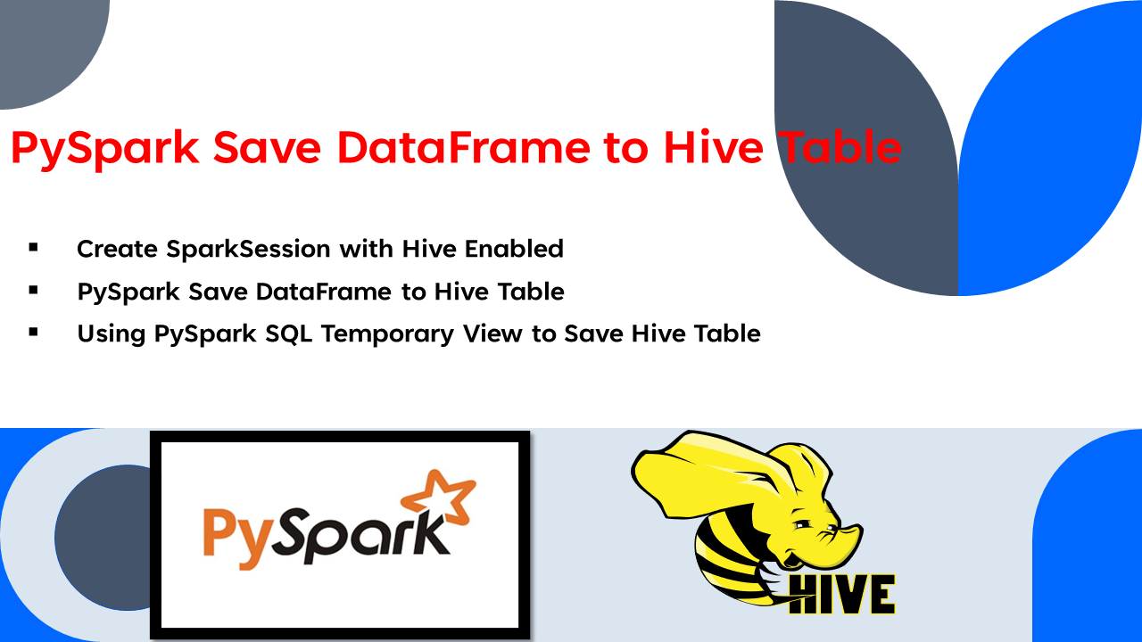Read more about the article PySpark Save DataFrame to Hive Table