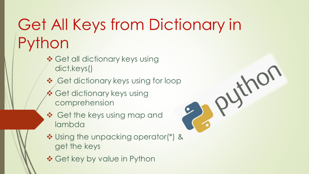 How do you get a list of all the keys in a dictionary?
