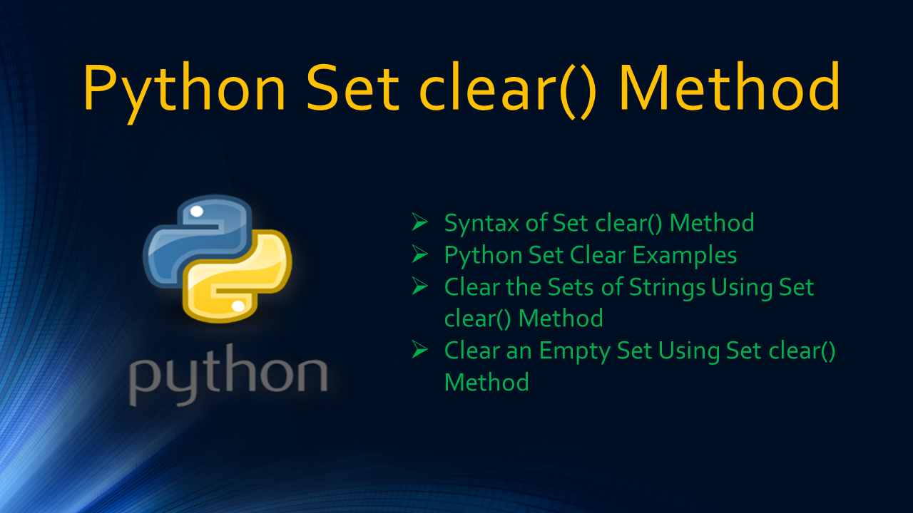 Read more about the article Python Set clear() Method