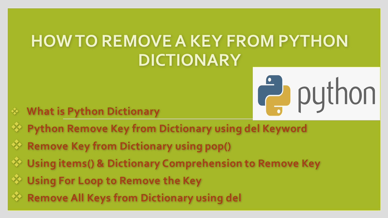 Read more about the article How to Remove a Key from Python Dictionary