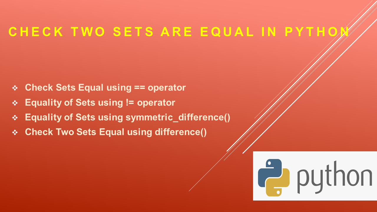 Read more about the article Check Two Sets are Equal in Python