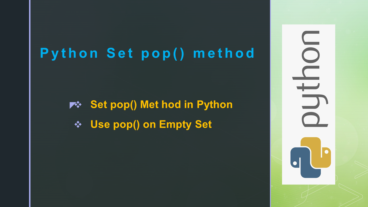 afbreken Koe sla Python Set pop() method - Spark By {Examples}