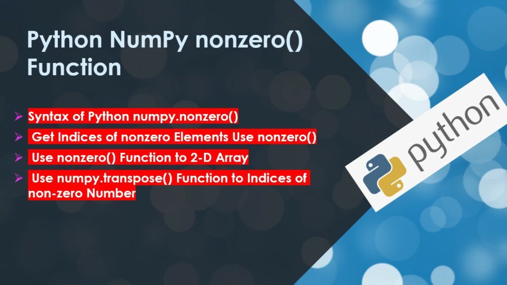 numpy nonzero function