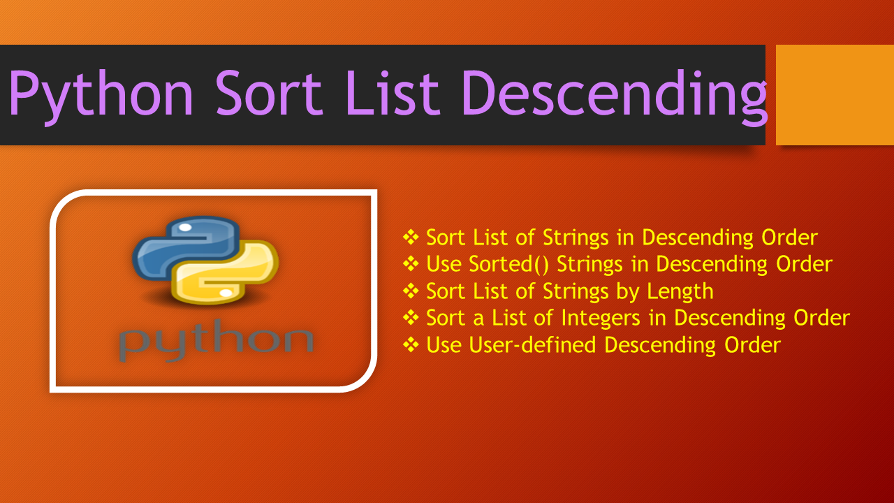 Read more about the article Python Sort List Descending