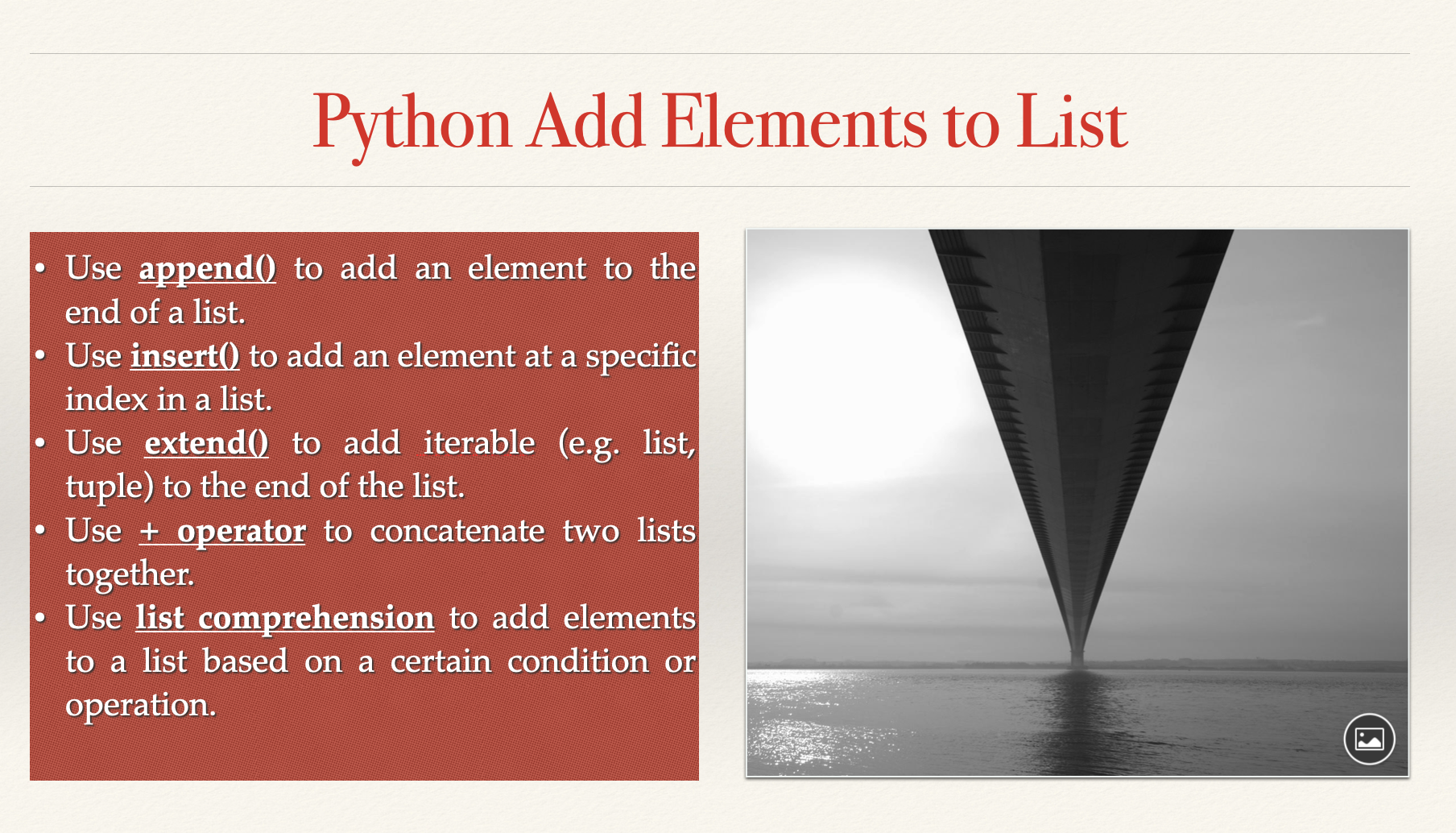 How to append element in the list using Append(), insert() and