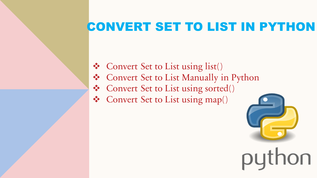 You are currently viewing Convert Set to List in Python